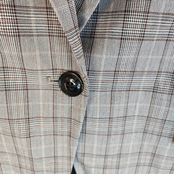 Nordstrom Womens Blazer Jackets Sz 1X Plaid Gray-Brown Career Business Office - Picture 5 of 14